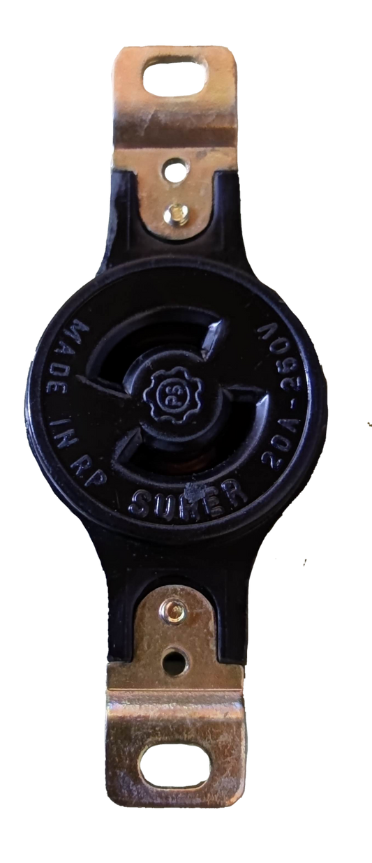 Surer 20A Twist Lock Outlet 2P 250V black power point with metal mounting brackets