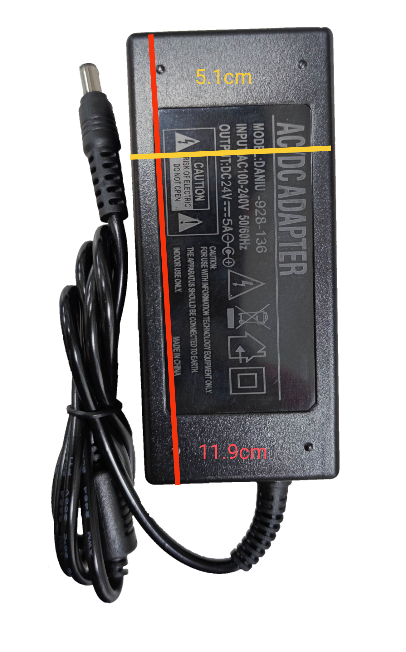 Grippes 24 volt 5 amp switching power supply black AC DC adapter with cable