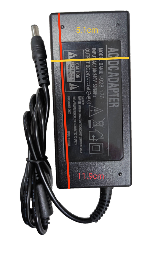 Grippes 24 volt 5 amp switching power supply black AC DC adapter with cable