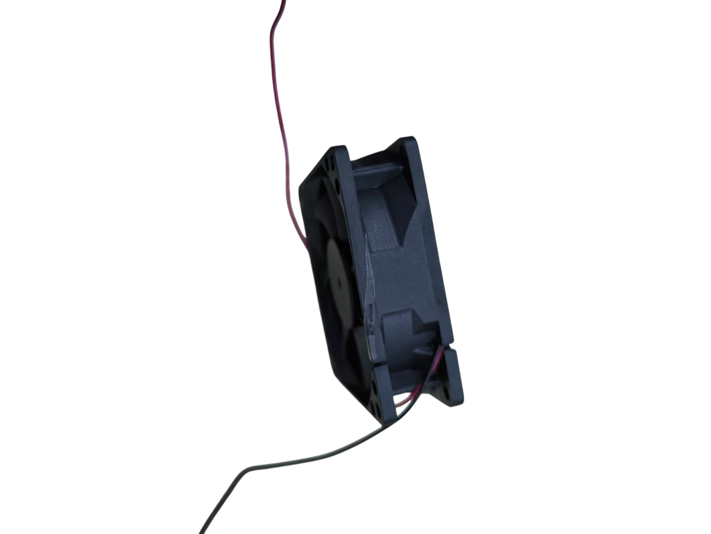 Compact 24V DC box fan exhaust fan from China with black frame and attached wires
