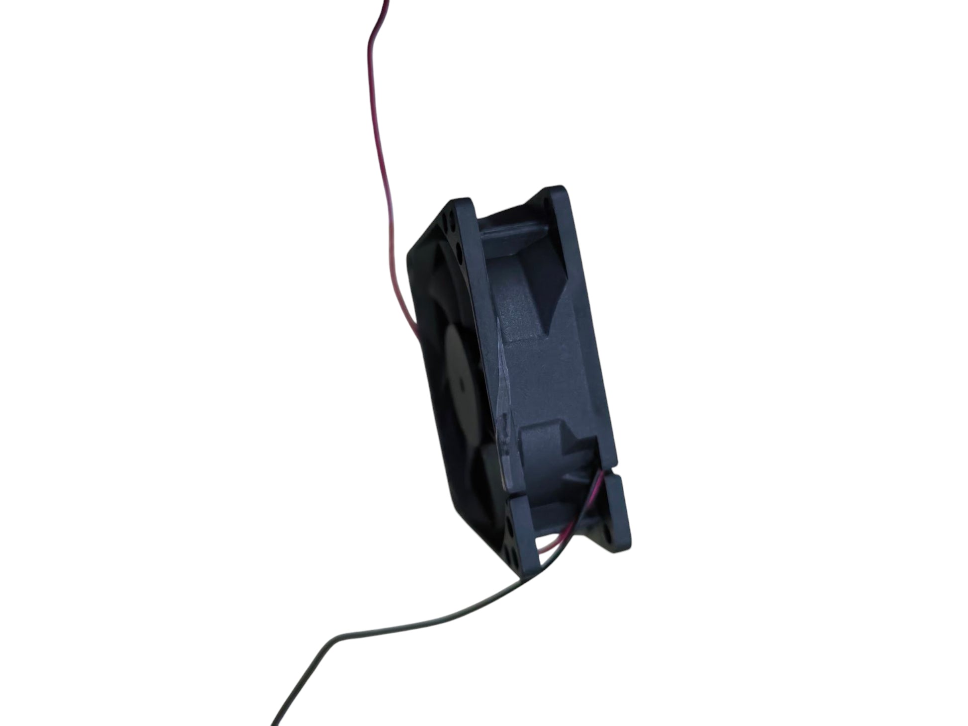 Compact 24V DC box fan exhaust fan from China with black frame and attached wires