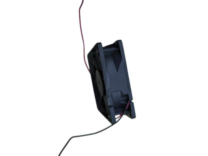 Compact 24V DC box fan exhaust fan from China with black frame and attached wires