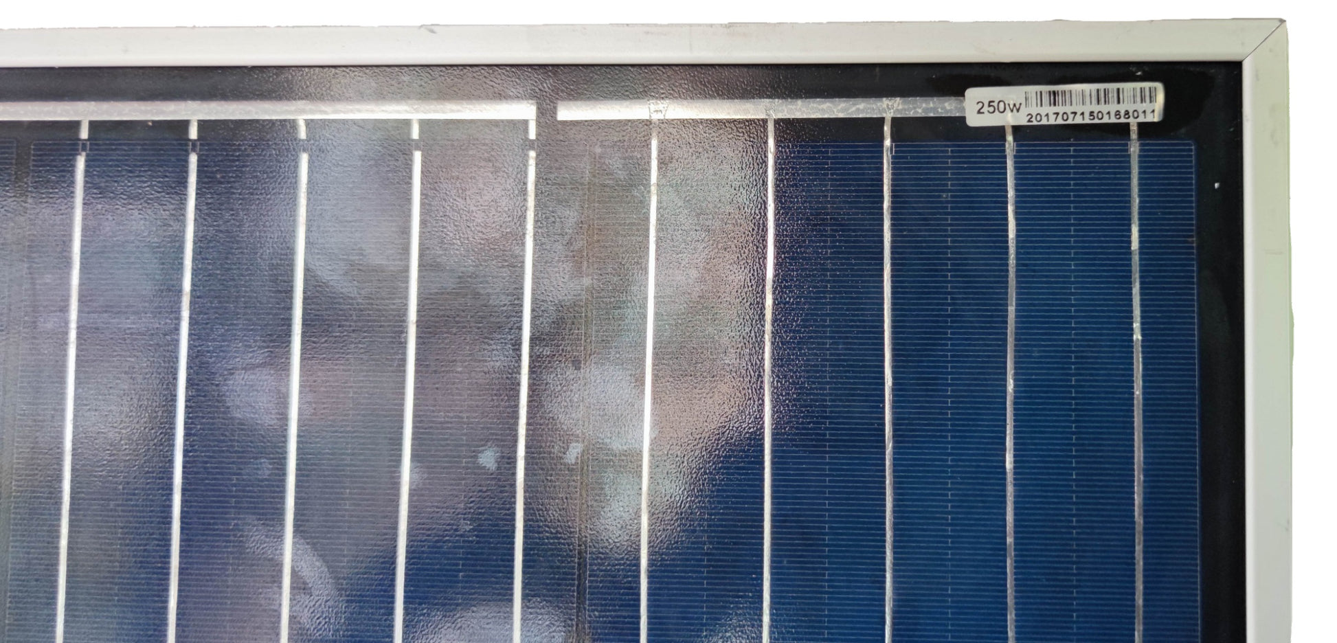 ZwitseRise 250W Solar Panel 1640 x 992 x 40 mm close-up showing solar cells and metal frame