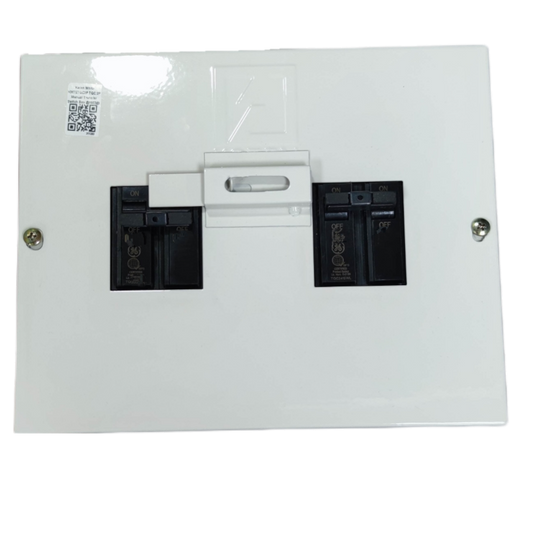 GE and Koten 30A manual transfer switch with white metal casing and black toggle switches