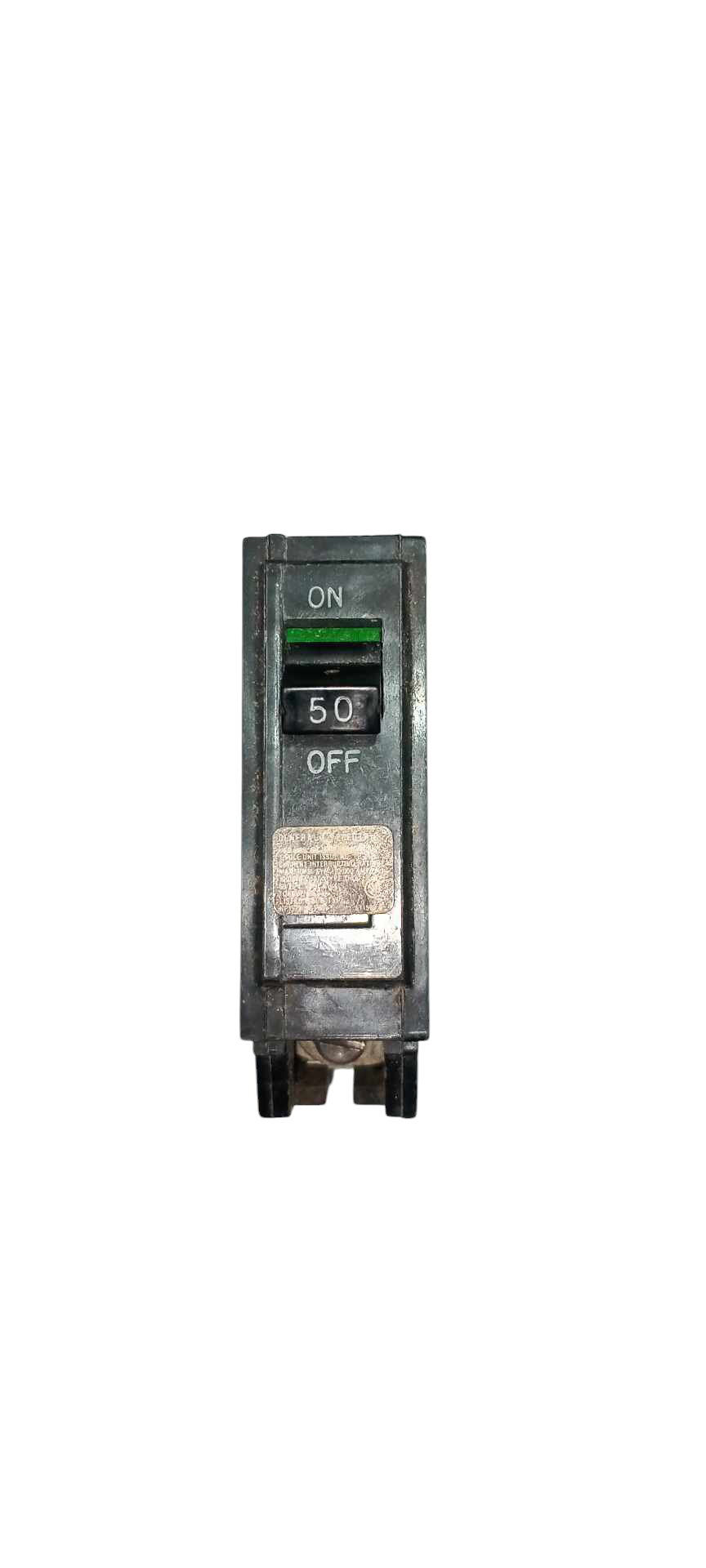 GE 50 amp 1 pole circuit breaker with on off switch for electrical circuitry and parts