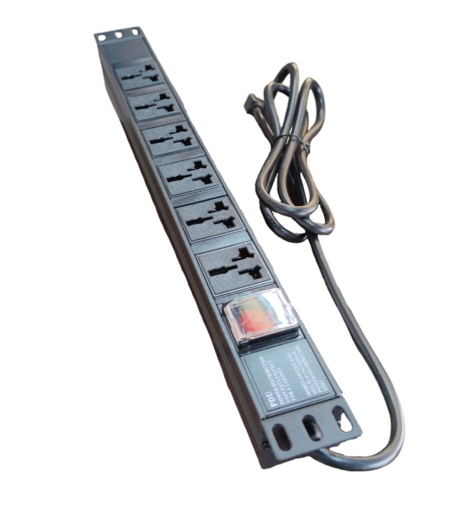 Grippes 6 gang power distribution unit with six universal outlets and power switch