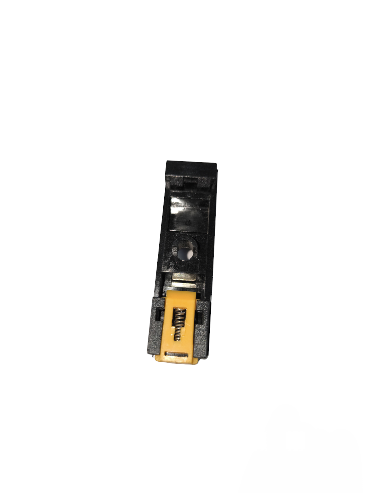 6x30mm din rail fuse holder in black with yellow clamp for electrical circuitry parts