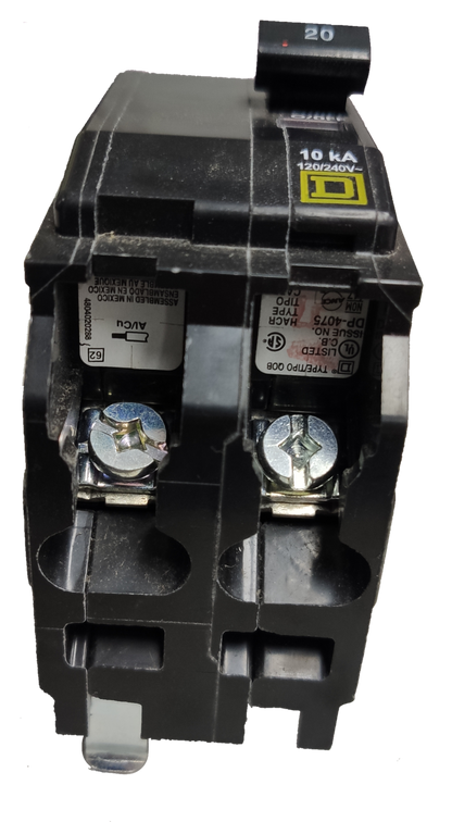 Square D Circuit Breaker 30A 2 Pole QOB electrical component with black casing and silver screws