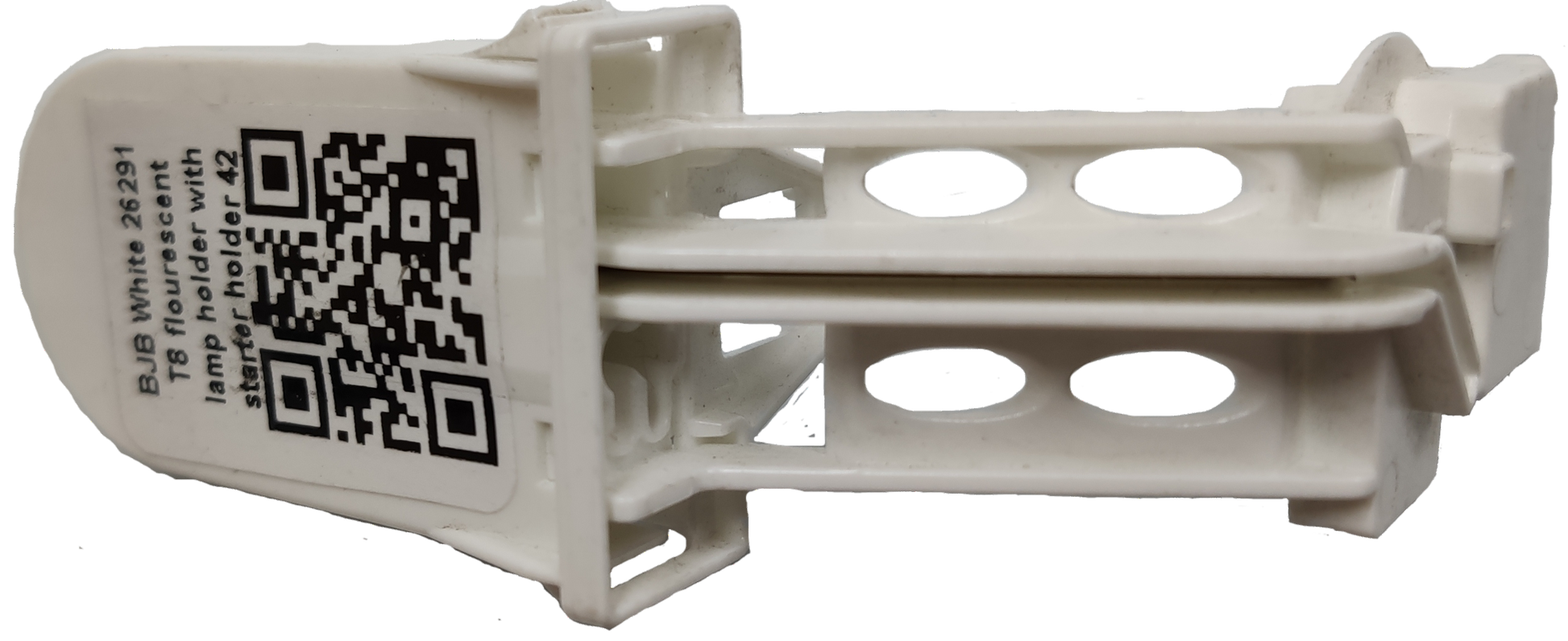 BJB white plastic fluorescent tube holder T8 for lighting installation and accessories