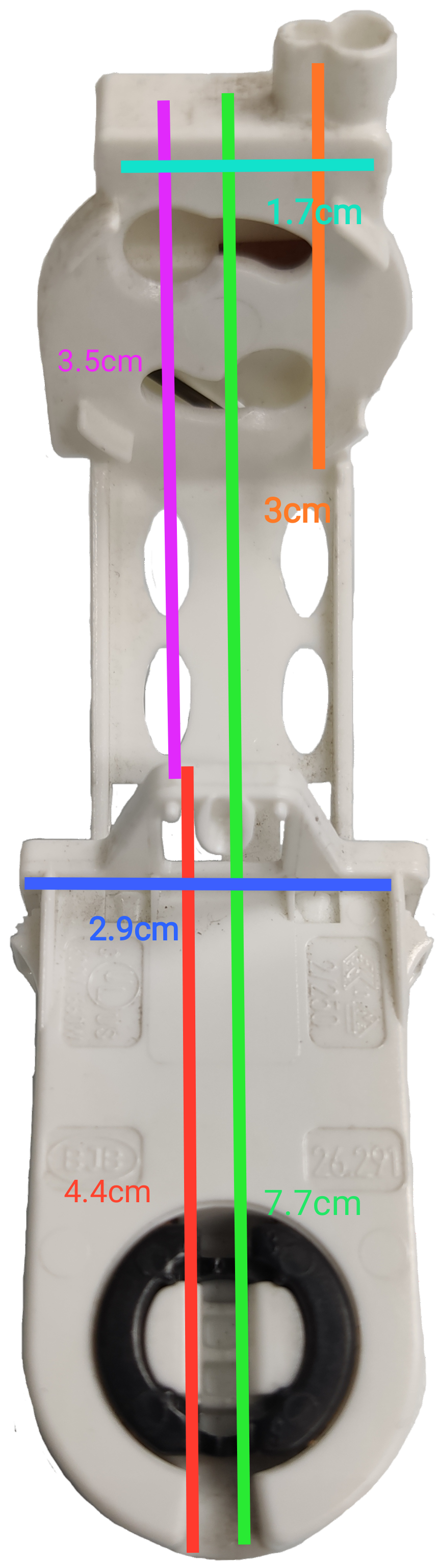 BJB fluorescent tube holder T8 white plastic lighting installation accessory with measurements