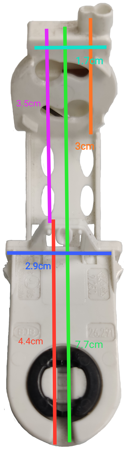 BJB fluorescent tube holder T8 white plastic lighting installation accessory with measurements