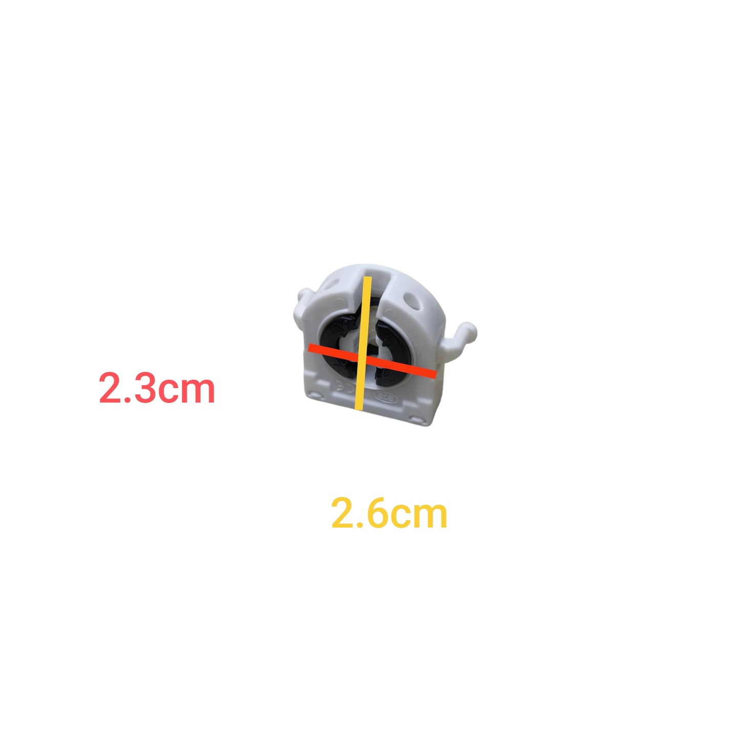 BJB fluorescent tube holder T8 in white with dimensions 2.3cm by 2.6cm for lighting installation