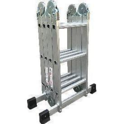 Butterfly foldable multi-purpose ladder 4x4 aluminum compact folded with rubber feet and locking hinges