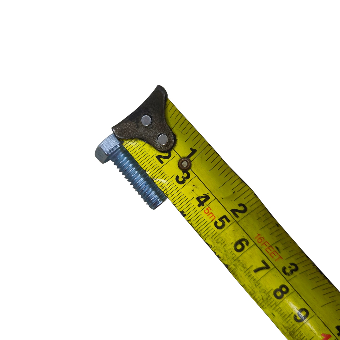 GI End Cap Screw hex bolt being measured with a yellow tape measure from China