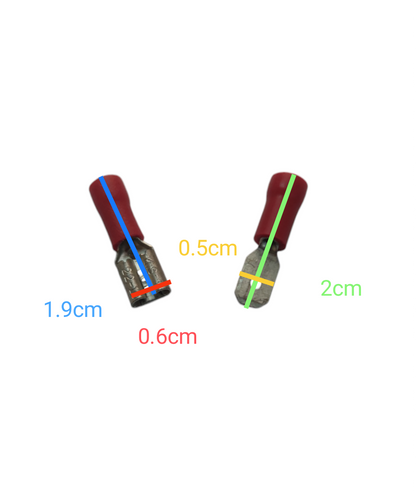 Lugs Male and Female 0.30mm to 1.25mm electrical connectors with red insulation sleeves