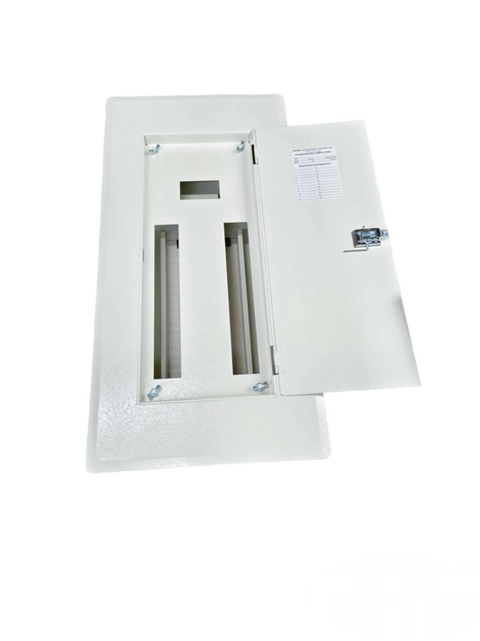 Chint and Royu electrical panel enclosure for miniature circuit breaker 3 pole with a white metal door