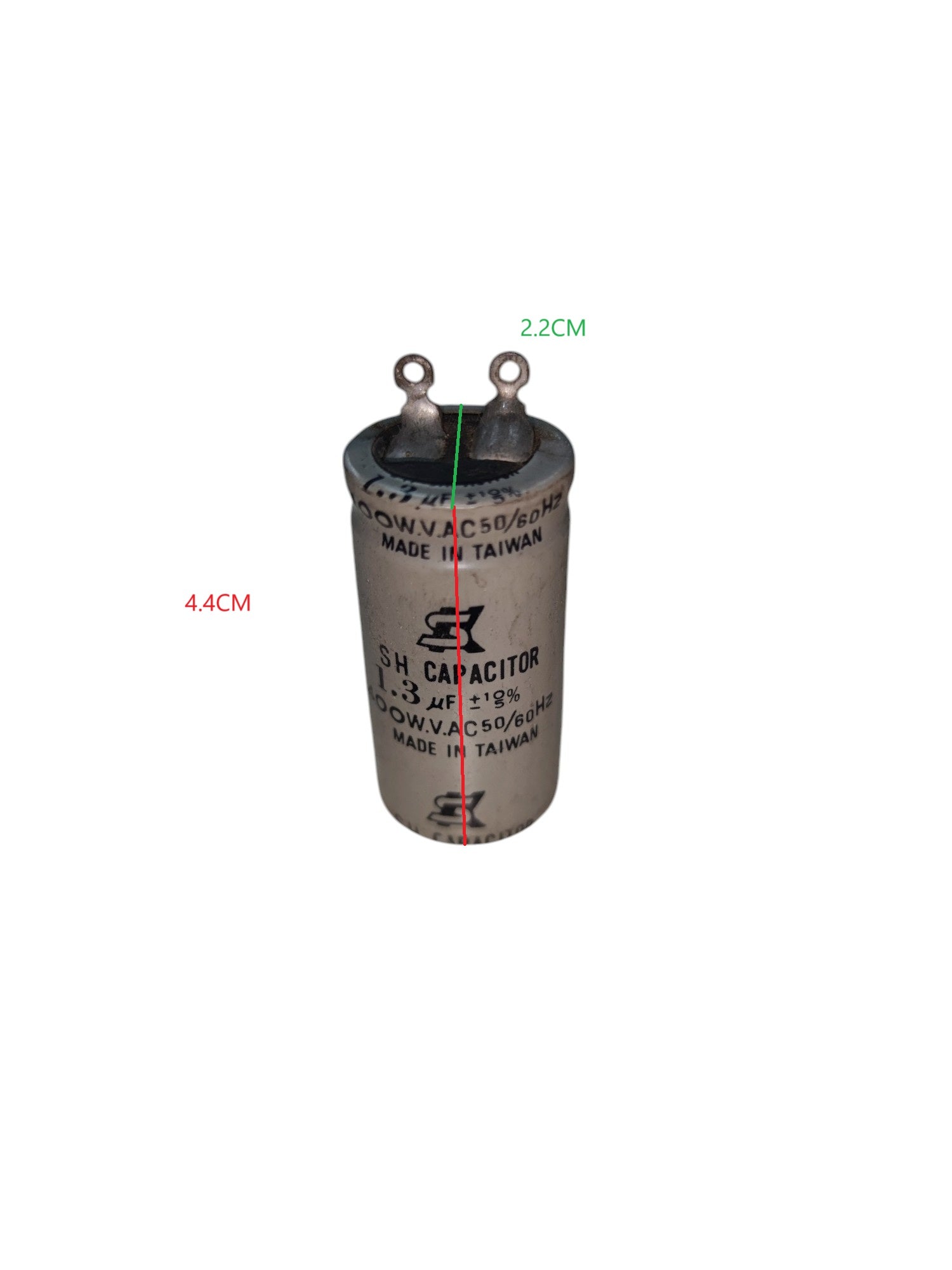 Motor start capacitor 400v cylindrical electrical part with metal terminals and Taiwan label