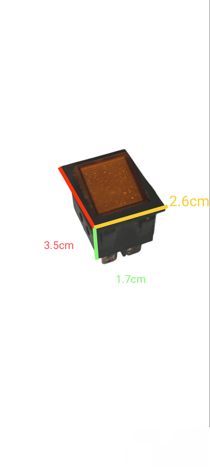 Grippes Rocker Switch Illuminated in black and amber with compact size for power points and plugs