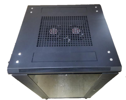 Grippes Server Rack 18U with ventilation fans and secure locking mechanism for electrical circuitry parts
