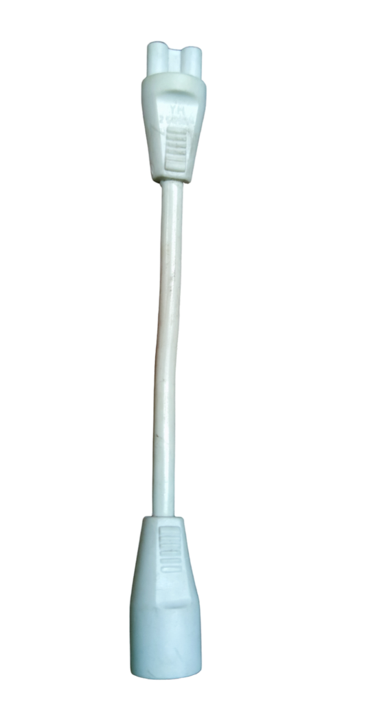 White T-5 AC Cord Connector 3Pins electrical connector with two plug ends and flexible cable