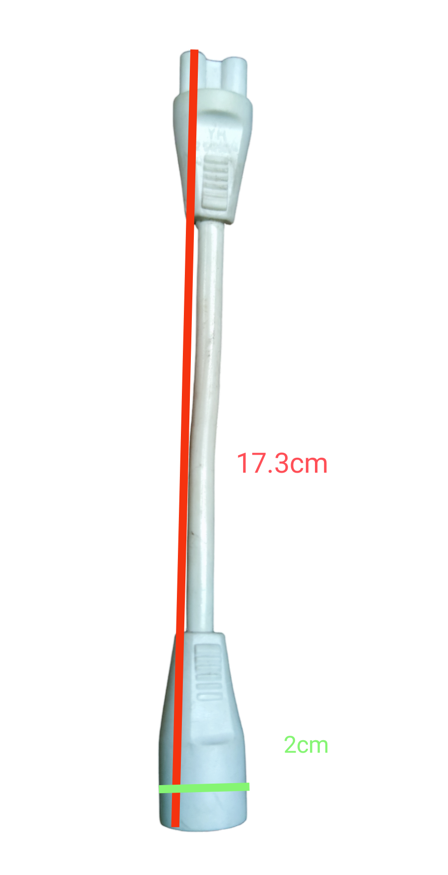 White T-5 AC Cord Connector 3Pins with 17.3cm length and 2cm width for electrical circuitry