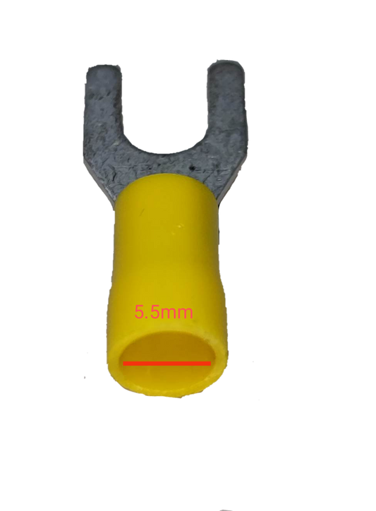 Terminal Lugs Y Type Yellow Insulation fork connector with metal spade and insulated barrel for wiring