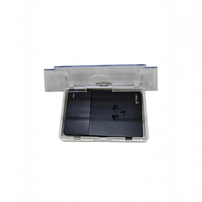 Grazen Weatherproof Plate Cover with 1 Gang Universal Outlet with Ground and 1 Way Switch 16A 220V WC-019-W + GW-007