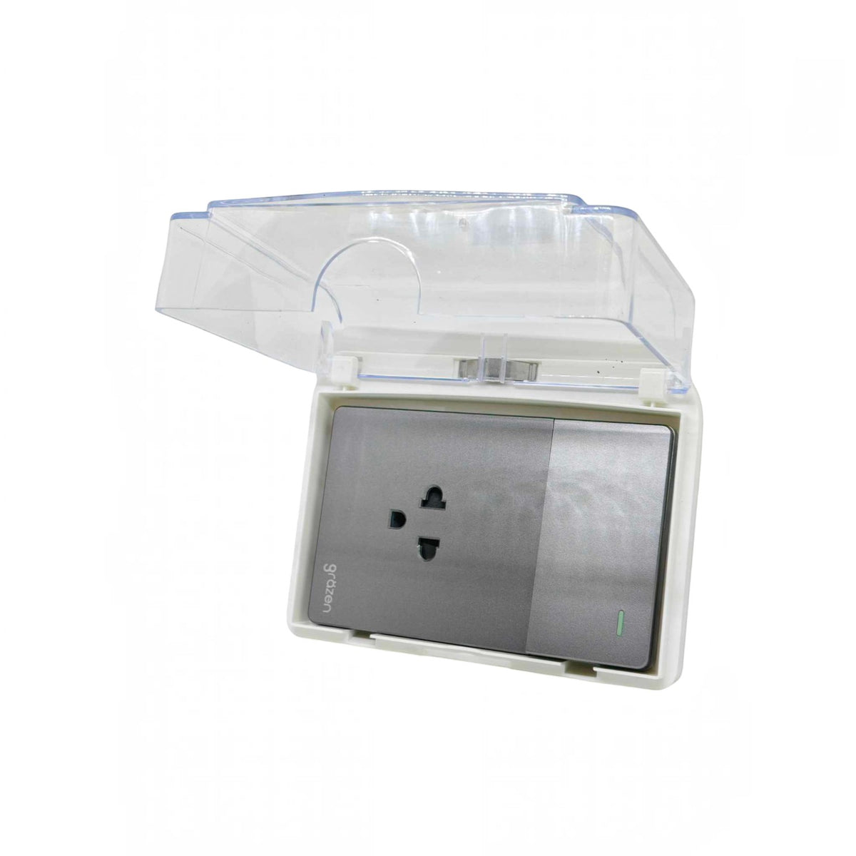 Grazen Weatherproof Plate Cover with 1 Gang Universal Outlet with Ground and 1 Way Switch 16A 220V WC-019-W + GW-007