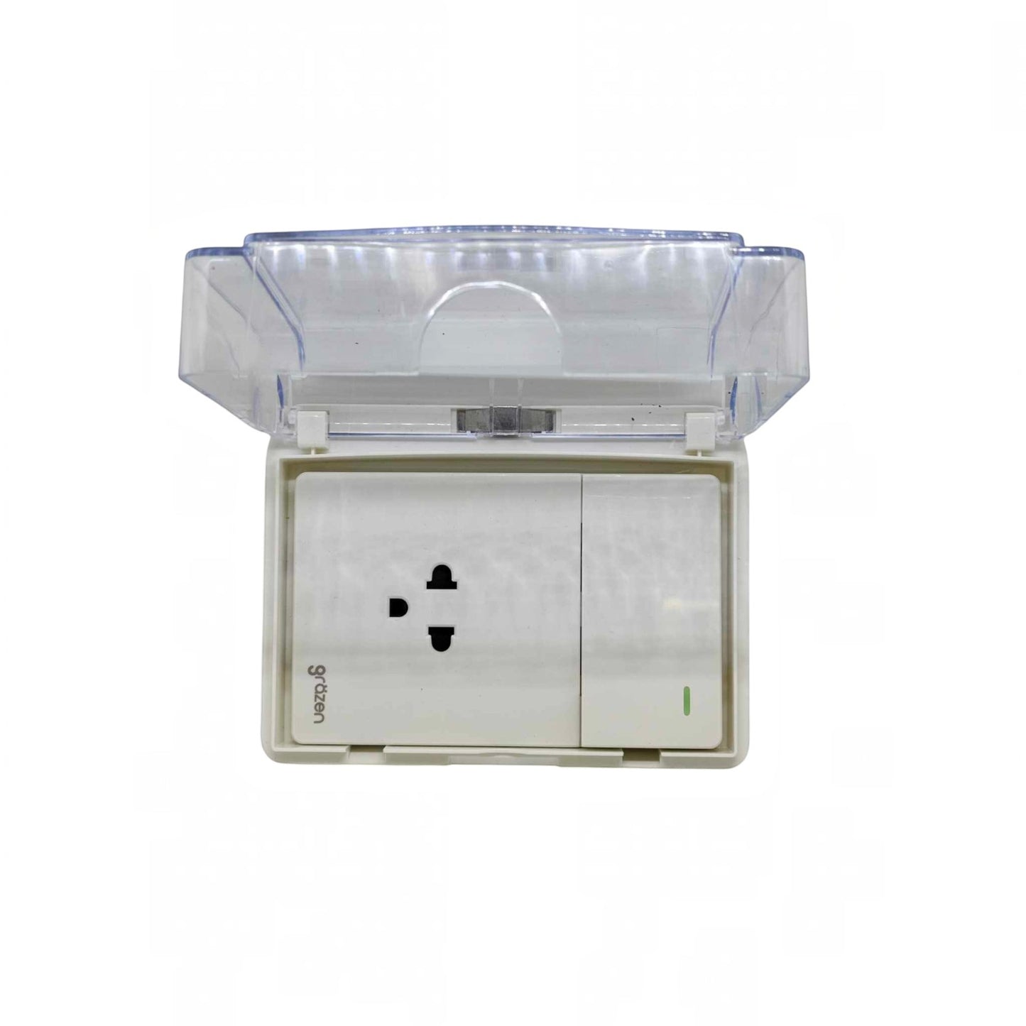 Grazen Weatherproof Plate Cover with 1 Gang Universal Outlet with Ground and 1 Way Switch 16A 220V WC-019-W + GW-007