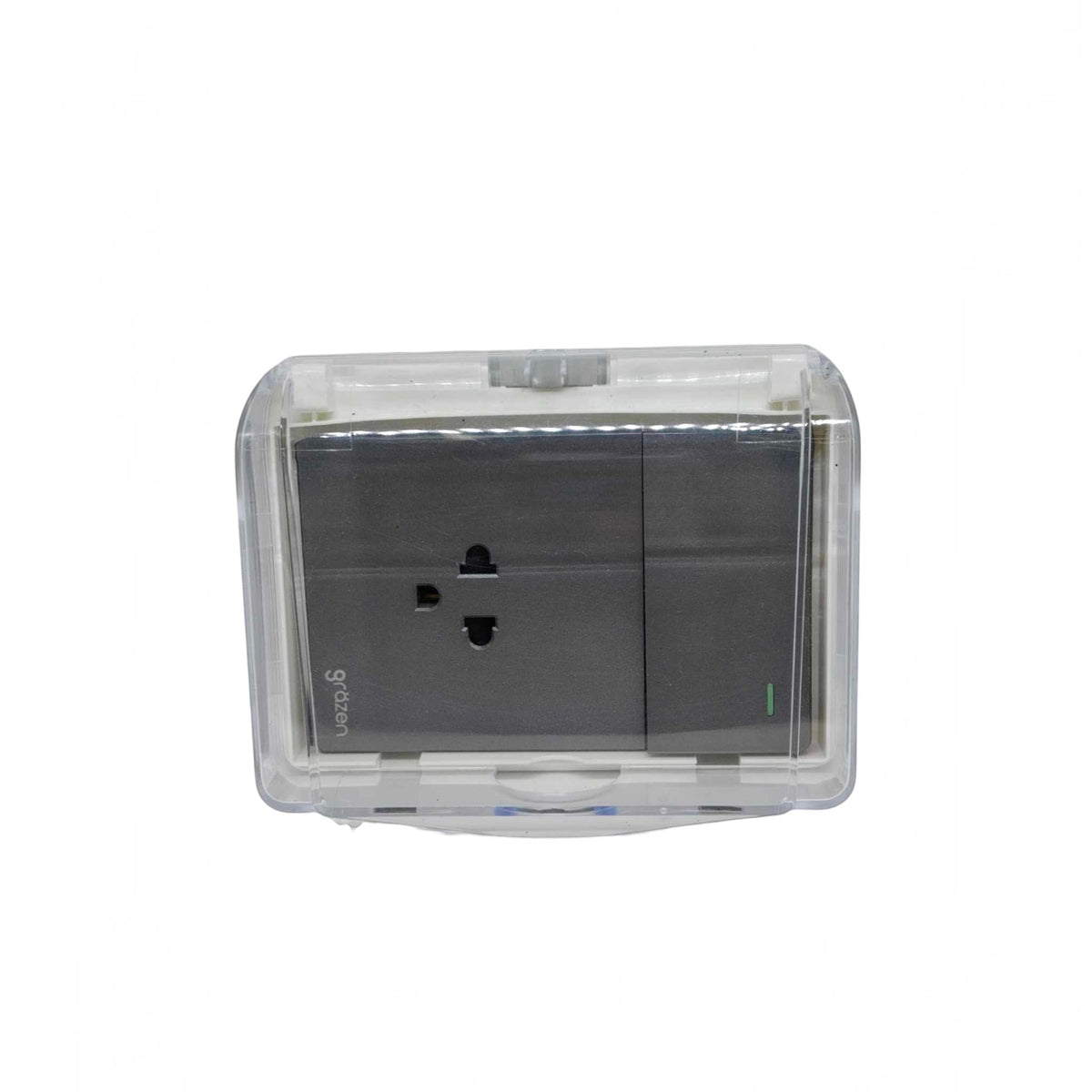 Grazen Weatherproof Plate Cover with 1 Gang Universal Outlet with Ground and 1 Way Switch 16A 220V WC-019-W + GW-007