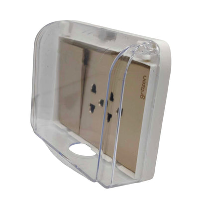 Grazen Weatherproof Cover with 1 Gang 1 Way Device with 2 Gang Universal Outlet with Ground 16A 220V WC-019-W+GW-008