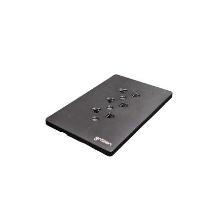 A black rectangular mounting plate with multiple screw holes and the 'grzben' brand name printed in white near the bottom edge, shown on a plain white background.