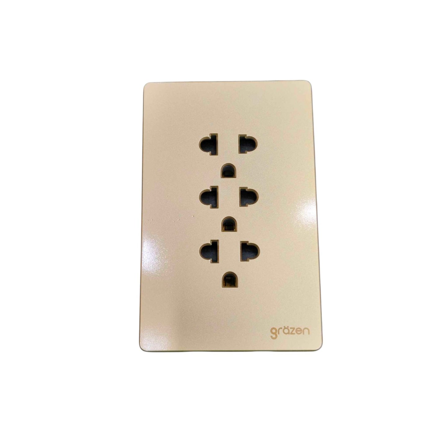 Grazen 3 Gang Universal Outlet with Ground 16A 220V Available in Gold, Black, Gray and White
