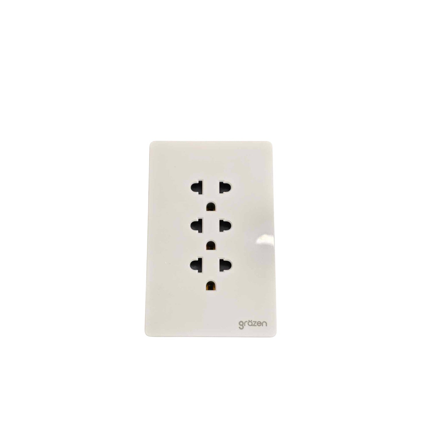 A white double electrical outlet wall plate with the 'groten' brand name printed in gray at the bottom right, shown against a plain white background.