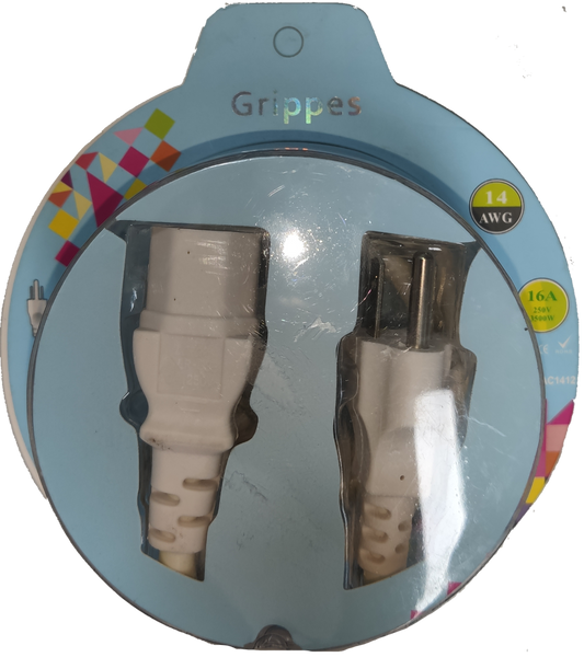 Grippes Rice cooker Cord 15A w250V with white connectors in blue packaging for kitchen appliance use