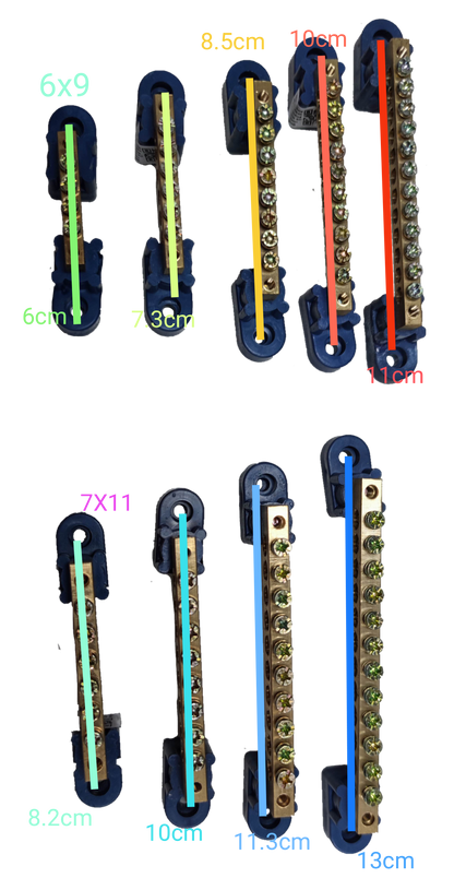 Grippes Electrical Circuitry Grounding Bus Bars 4 Holes with various sizes and screw terminals