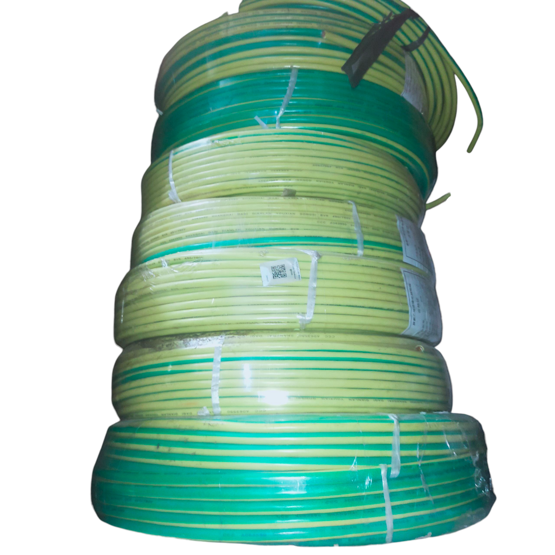 25mm Grounding Cable Durable Wire in a coil with vibrant green and yellow colors for reliable electrical grounding