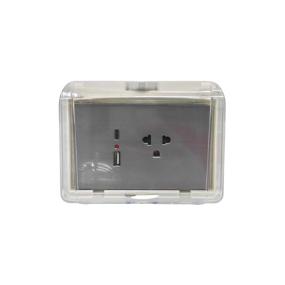 Grazen Weatherproof Plate Cover with Universal with Ground Outlet with USB-C and USB-A 2100mAh 5V DC WC-019-W+GW-014 Available in White, Black, Grey and Gold