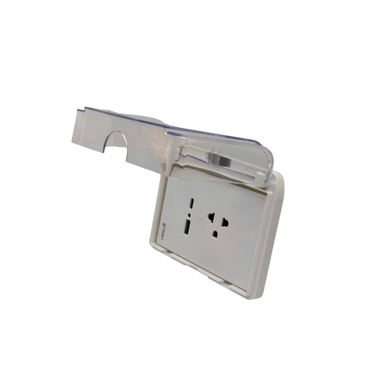 Grazen Weatherproof Plate Cover with Universal with Ground Outlet with USB-C and USB-A 2100mAh 5V DC WC-019-W+GW-014 Available in White, Black, Grey and Gold