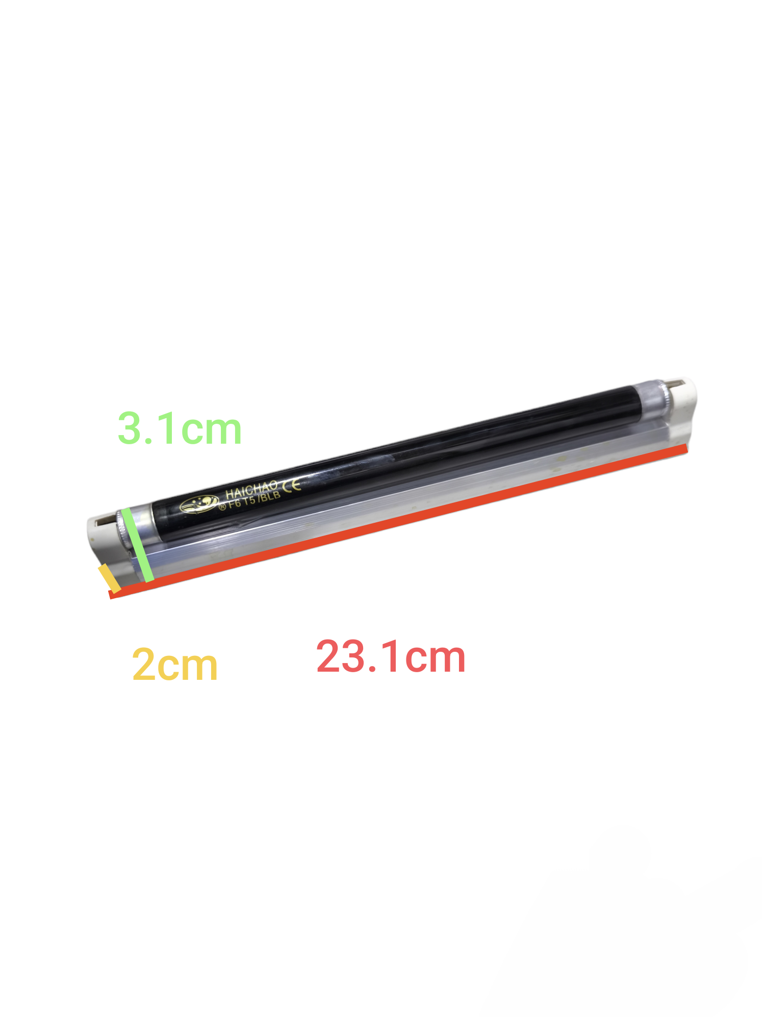 6W T-5 Black Light with Fixture measuring 23.1cm length and 3.1cm diameter in black color