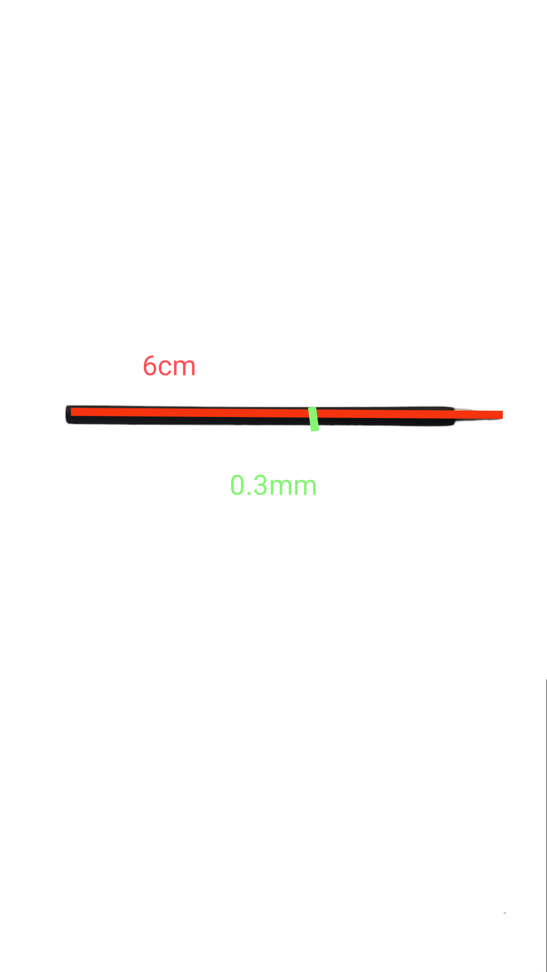 Hakko 20W Soldering Iron Black Tip replacement part measuring 6cm length and 0.3mm tip size