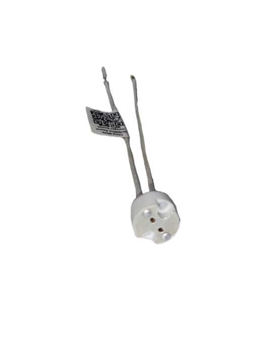 Halogen Pin Type Socket GY5.3 Round 100W white ceramic base with attached wires for lighting installation