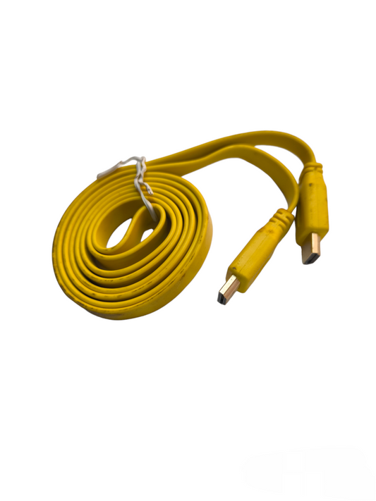 Grippes HDMI cord 1.4V 4K flat cable in yellow for high-quality audio and video transmission