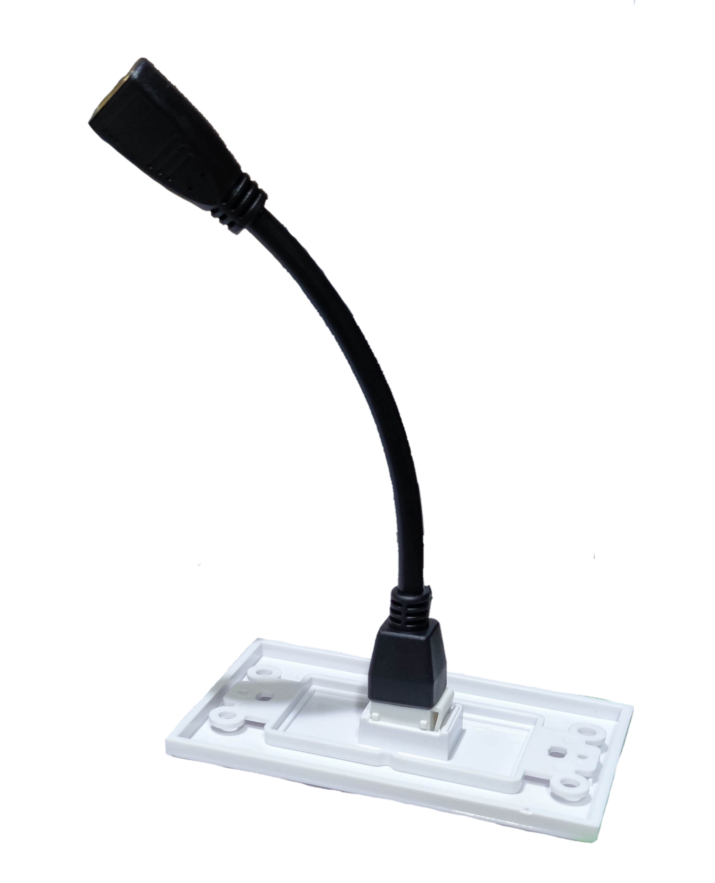 Grippes HDMI wall outlet with cord in white mounting plate for clean cable management
