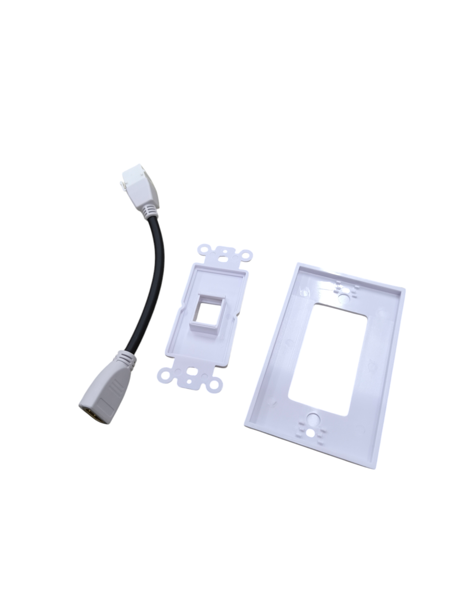 Grippes HDMI wall outlet with cord including white faceplate and mounting bracket for clean cable management
