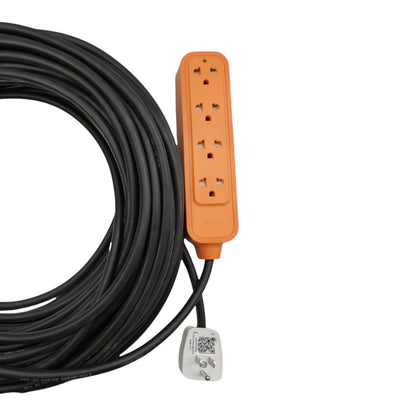 Omni 4 Gang  60 Meters Heavy Duty Extension Cord  15A 250V Royal Cord 16/3 Fully Grounded Phelps Dodge Plug WHG-008 Outlet WRO-104, Extension Leads