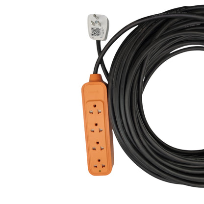 Omni 4 Gang  60 Meters Heavy Duty Extension Cord  15A 250V Royal Cord 16/3 Fully Grounded Phelps Dodge Plug WHG-008 Outlet WRO-104, Extension Leads