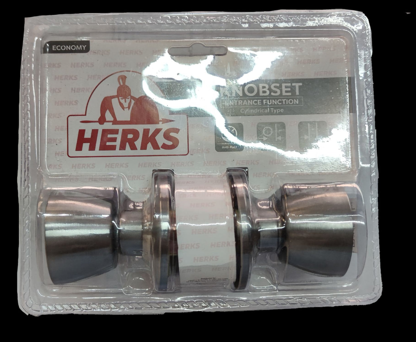 Lock Set Herks 60mm Lockset cylindrical digital door lock set in silver finish packaging