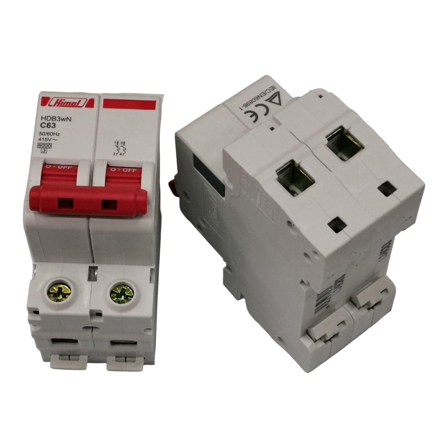 Electrical circuit breaker and switch on a white background