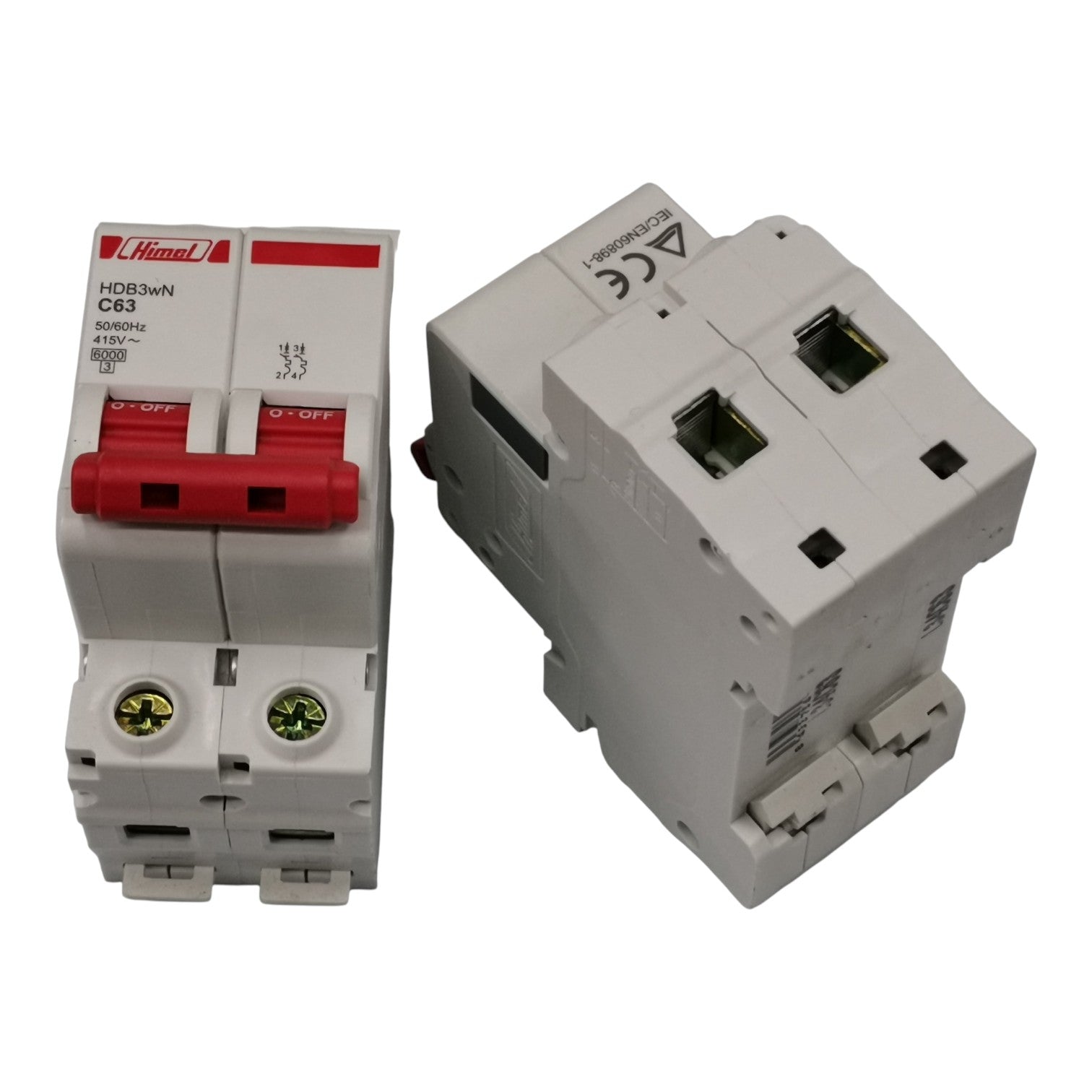 Electrical circuit breaker and switch on a white background